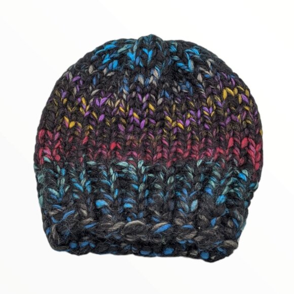 Handmade Knit Hat - Black and Multicolor - Unisex - Picture 2 of 2